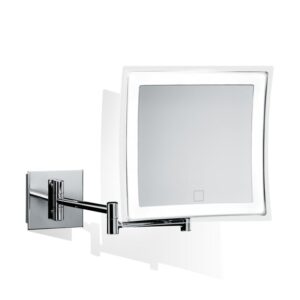 WS Bath Collections WS 84 Touch Spiegel 9-3/8" x 8-5/16" Square Flat Framed Lighted Mirror Polished Chrome Home Decor Mirrors Make-up Mirror