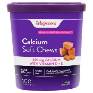 Walgreens 650 mg Calcium Soft Chews with Vitamin D + K - 100.0 ea