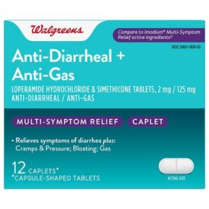 Walgreens Anti-Diarrheal + Anti-Gas Caplets - 12.0 EA