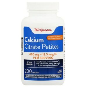 Walgreens Calcium Citrate 400 mg Petite + Vitamin D3 12.5mcg - 200.0 ea