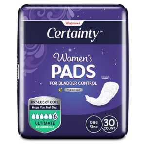 Walgreens Certainty Women's Overnight Bladder Control Pads, Ultimate Absorbency - 30.0 ea