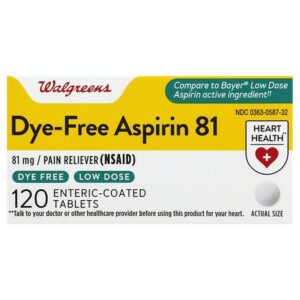 Walgreens Dye-Free Aspirin Low Dose 81 mg Enteric Coated Tablets - 120.0 ea