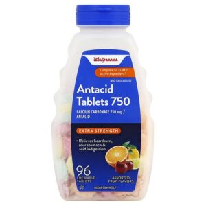 Walgreens Extra 750 mg Chewable Antacid/Calcium Supplement Tablets Assorted - 96.0 ea