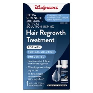 Walgreens Extra Strength Minoxidil Topical Solution, 5% Hair Regrowth Treatment - 2.0 OZ