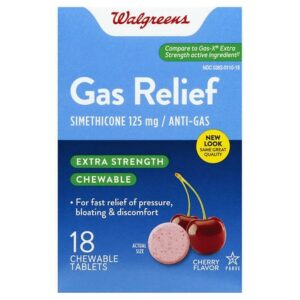 Walgreens Gas Relief Chewable Tablets Extra Strength Cherry Creme - 18.0 ea