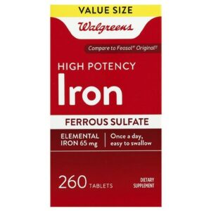 Walgreens High Potency Iron Ferrous Sulfate 65mg Tablets - 260.0 ea