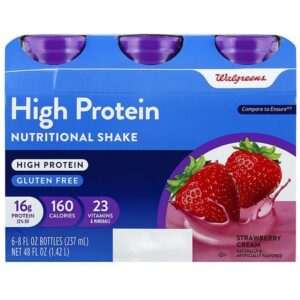 Walgreens High Protein Nutritional Shake Strawberry Cream - 8.0 oz x 6 pack