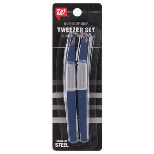 Walgreens Men's Non-Slip Grip Tweezer Set Slant & Point Tips - 1.0 ea