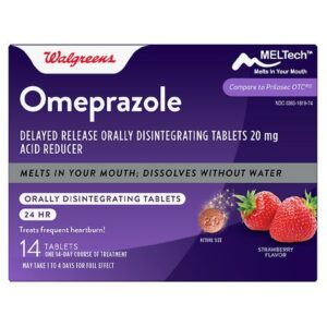 Walgreens Omeprazole Delayed Release Orally Disintegrating Tablets 20 mg, Acid Reducer Strawberry - 14.0 EA