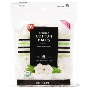 Walgreens Organic Cotton Balls, Hypoallergenic, Soft & Durable - 80.0 ea