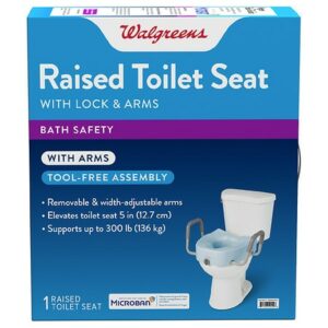 Walgreens Raised Toilet Seat with Lock and Arms and Microban Antimicrobial - 1.0 ea