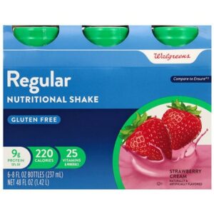 Walgreens Regular Nutritional Shake Strawberry Cream - 8.0 oz x 6 pack