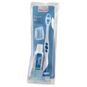 Walgreens Travel Kit with Toothbrush, Cover, Toothpaste, and Reusable Storage Pouch - 1.0 ea