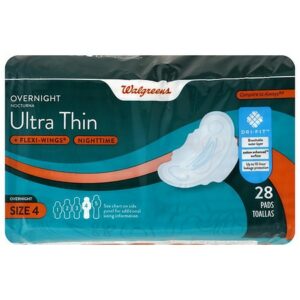 Walgreens Ultra Thin Pads with Flexi-Wings Unscented Overnight - 28.0 ea