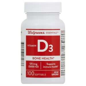 Walgreens Vitamin D3 5000 IU, Softgels - 100.0 ea