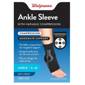 Walgreens WALG CMPRSN SLEEVE ANKLE SML/MED Black - 1.0 ea