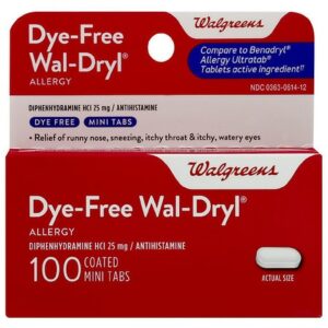 Walgreens Wal-Dryl Allergy Mini Tabs Dye-Free - 100.0 ea