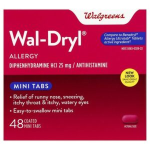 Walgreens Wal-Dryl Allergy Relief, Coated Mini Tabs - 48.0 ea