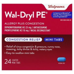 Walgreens Wal-Dryl PE Allergy & Sinus, Coated Mini Tabs - 24.0 ea