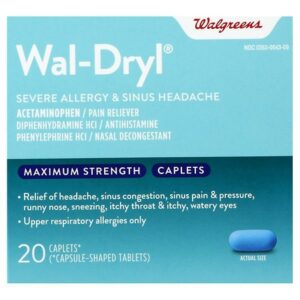 Walgreens Wal-Dryl Severe Allergy & Sinus Headache, Caplets - 20.0 ea