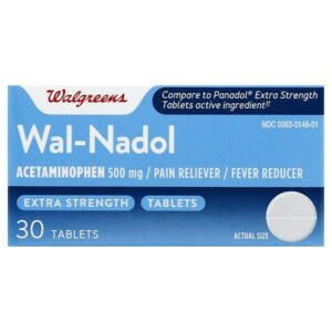 Walgreens Wal-Nadol Acetaminophen 500 mg Pain Reliever/Fever Reducer Tablets - 30.0 ea