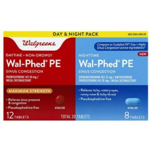 Walgreens Wal-Phed PE Sinus Congestion Day & Night Tablets - 20.0 ea