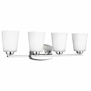 Waseca 100W 4-Light Bath Vanity Chrome Etched/White Glass