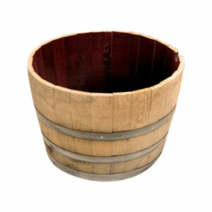 Water Tight Shallow Wine Barrel Planter, 17"h