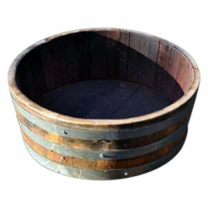 Water Tight Shallow Wine Barrel Planter, 9"h