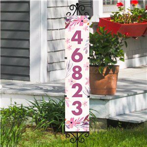 Watercolor Flowers Personalized Address Yard Stake