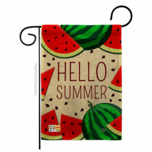 Watermelon Summer Burlap Garden Flag Double-Sided 13x18.5