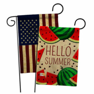 Watermelon Summer Burlap Garden Flag Pack US Vintage Applique 13X18.5