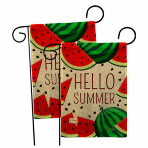 Watermelon Summer Burlap Garden Flags 2pcs Pack Double-Sided 13x18.5