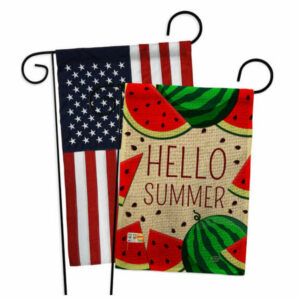 Watermelon Summer Burlap Garden Flags Pack USA Applique Double-Sided 1