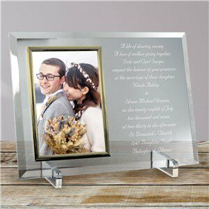 Wedding Invitation Personalized Beveled Glass Picture Frame