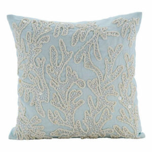 Weeds Living Room Pillow Covers Light Blue 20"x20" Cotton, Pearly Sea
