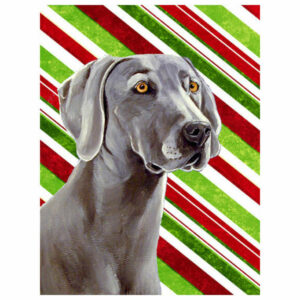 Weimaraner Candy Cane Holiday Christmas Flag Garden Size