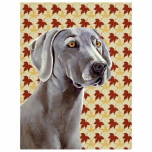 Weimaraner Fall Leaves Portrait Flag Garden Size