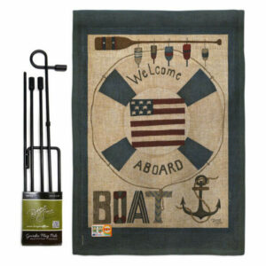 Welcome Aboard Coastal Nautical Garden Flag Set