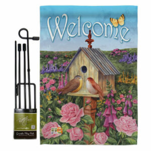 Welcome Bird House Inspirational Sweet Home Garden Flag Set