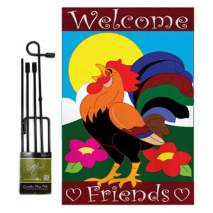 Welcome Friends Rooster Nature Farm Animals Garden Flag Set