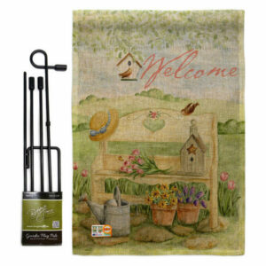 Welcome Garden Bench Inspirational Sweet Home Garden Flag Set