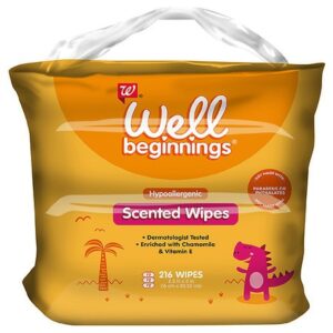 Well Beginnings Hypoallergenic Scented Baby Wipes - 216.0 ea