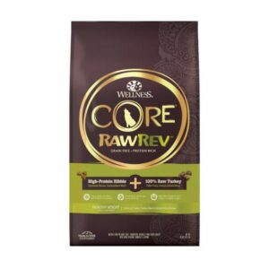 Wellness CORE RawRev Grain Free Natural Healthy Weight Deboned Chicken with Freeze Dried Turkey Recipe Dry Dog Food, 18 lbs.