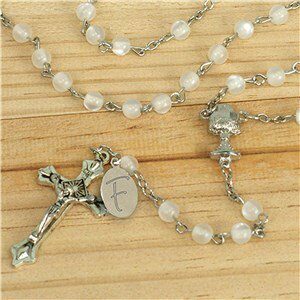 White Personalized Communion Rosary
