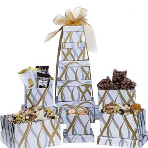 White and Gold Assorted Snack Tower - Regular