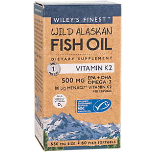 Wild Alaskan Fish Oil with Vitamin K2 - 650 MG (60 Softgels)