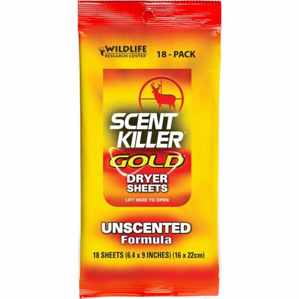 Wildlife Research Center Scent Killer Gold Unscented Dryer Sheets 18-Pack - Game Scents And Attrcts at Academy Sports