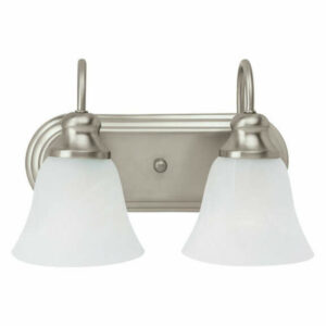 Windgate 2-Light Bath Vanity Brushed Nickel Alabaster Glass