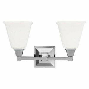 Windsor Green - Two Light Bath Vanity Chrome Finish w/ Etched/White G